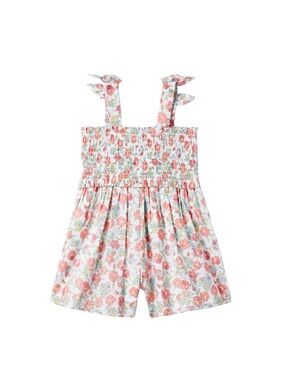 Janie and Jack Girls Floral Smocked Tie Strap Romper Cotton Size 6